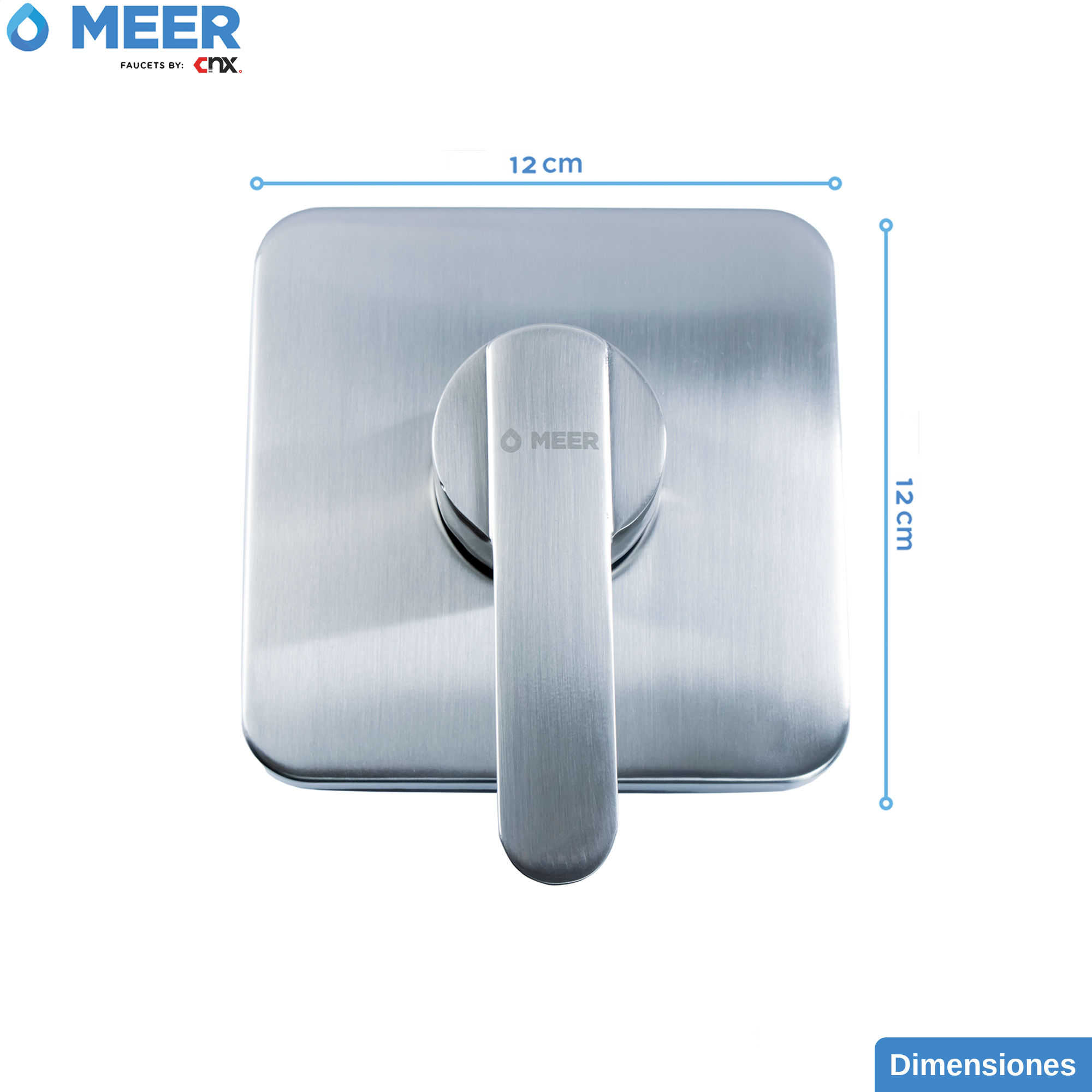MEER Faucets by CNX - Kit de Regadera con Cuello, Resumidero y Mezcladora Monomando en Acabado Satinado. Kit de Regadera para Baño.