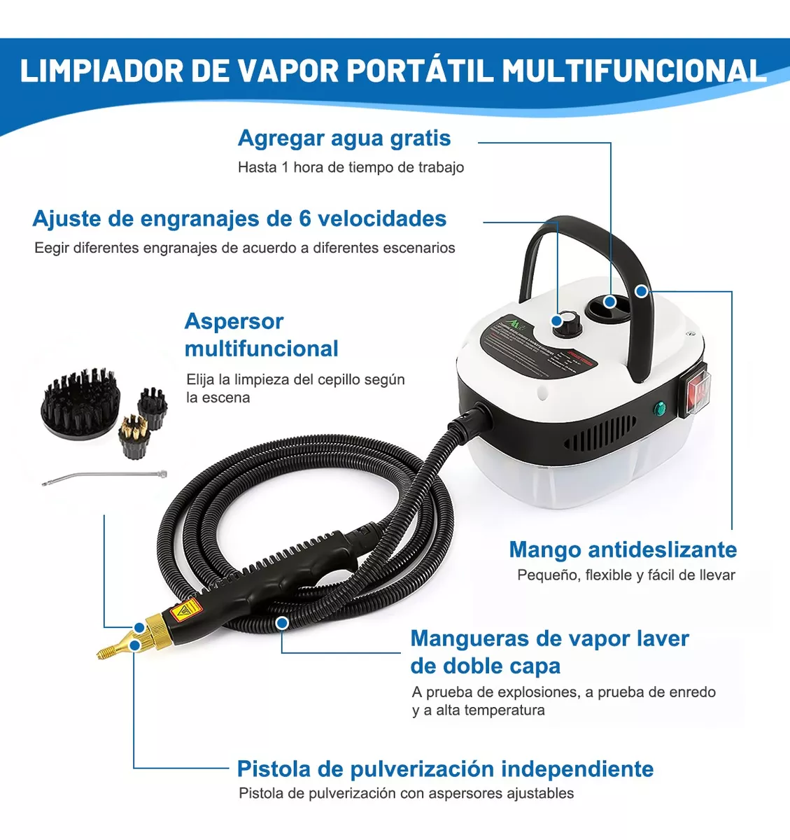 Limpiador De Vapor Presurizado De Alta Temperatura 2500w.