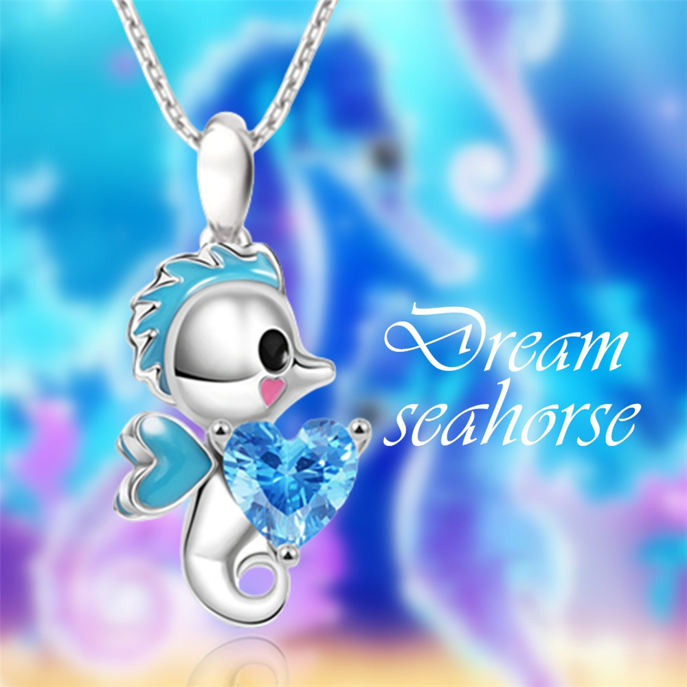 Collar Colgante Animales Cristal Corazón Joyería Regalos Amor Caballito Mar