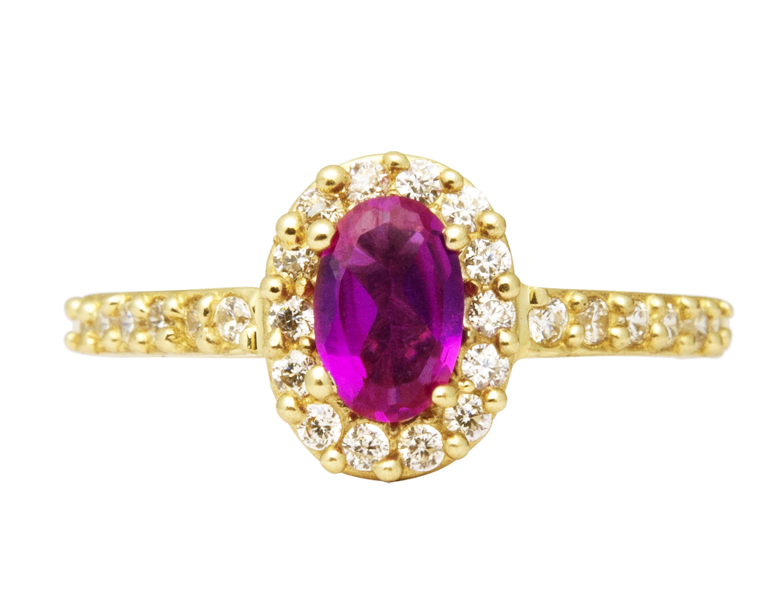 Anillo Oro 10k Horoz Ovalo Rojo #7 S1140.