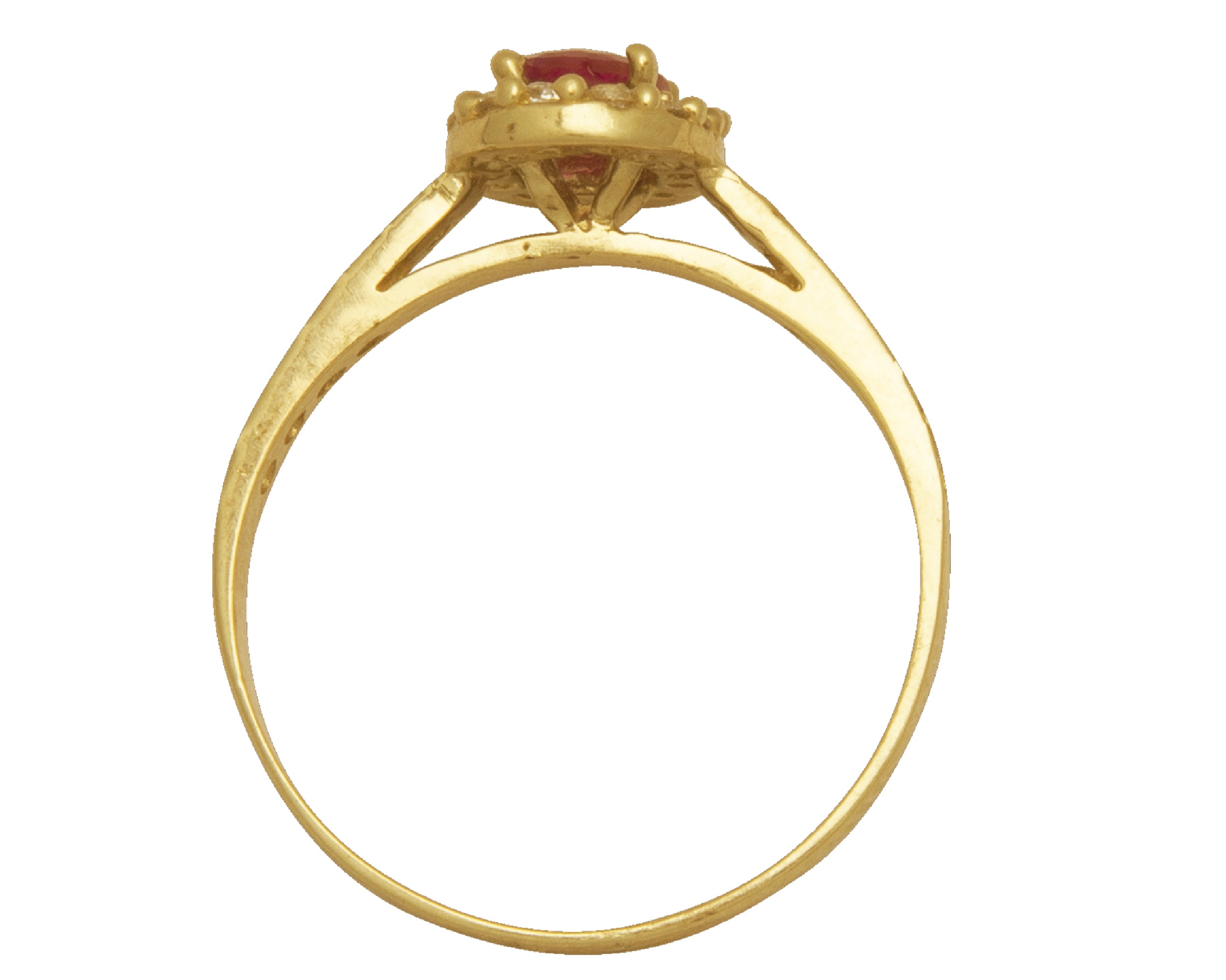 Anillo Oro 10k Horoz Ovalo Rojo #7 S1140.