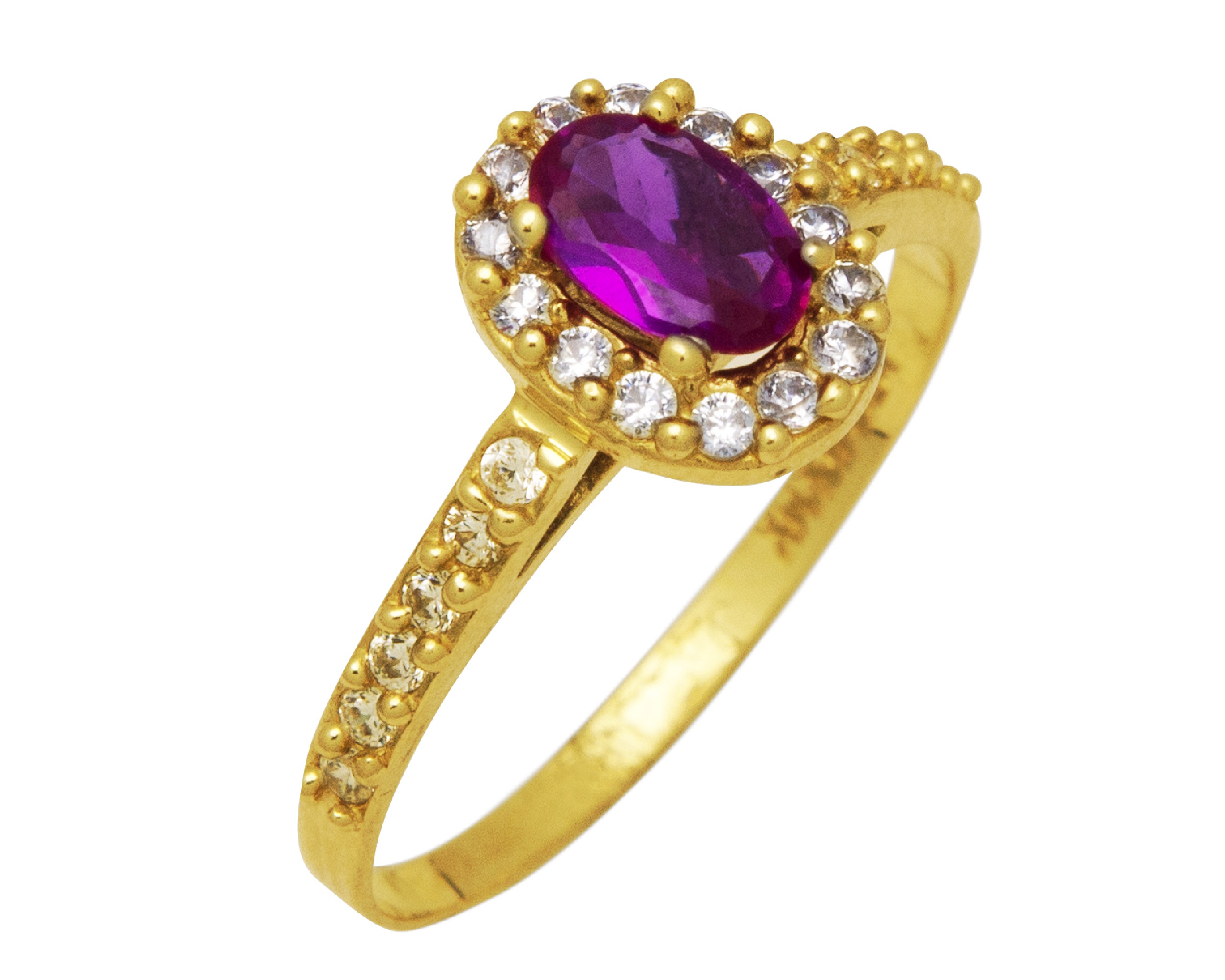 Anillo Oro 10k Horoz Ovalo Rojo #7 S1140.