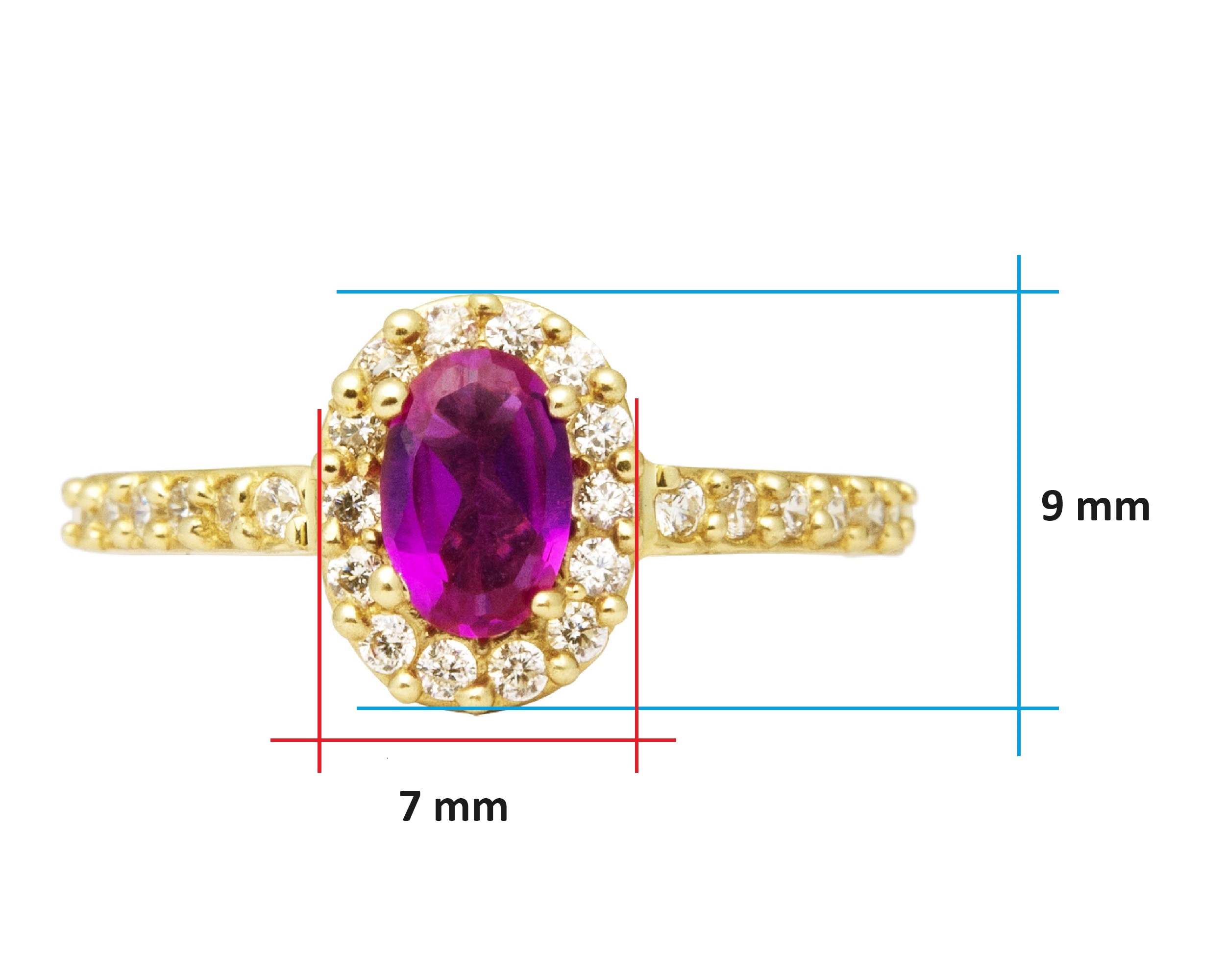 Anillo Oro 10k Horoz Ovalo Rojo #7 S1140.