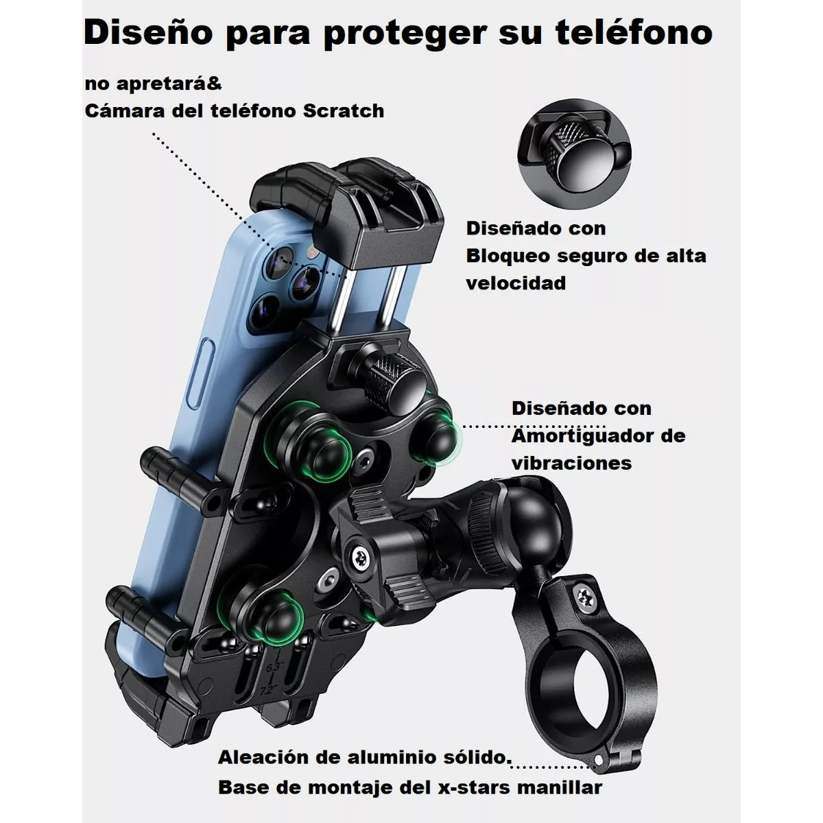 Soporte Porta Celular Antirrobopara Motocicleta Amortiguado.
