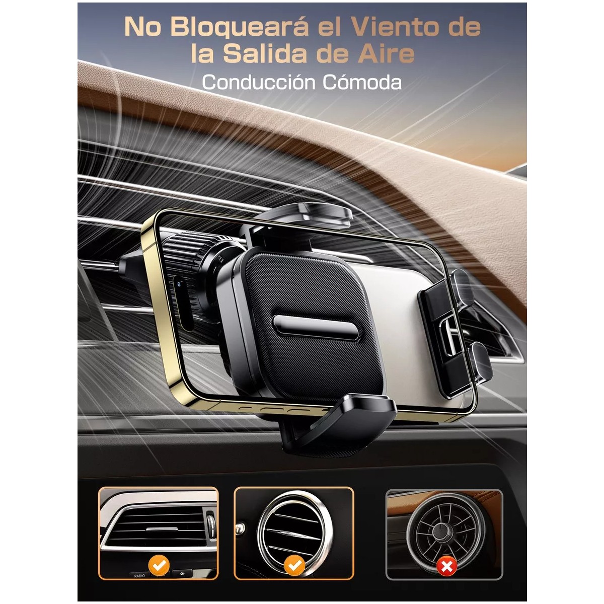 Soporte De Celular Para Auto Con Ganchos Dobles Más Estables.