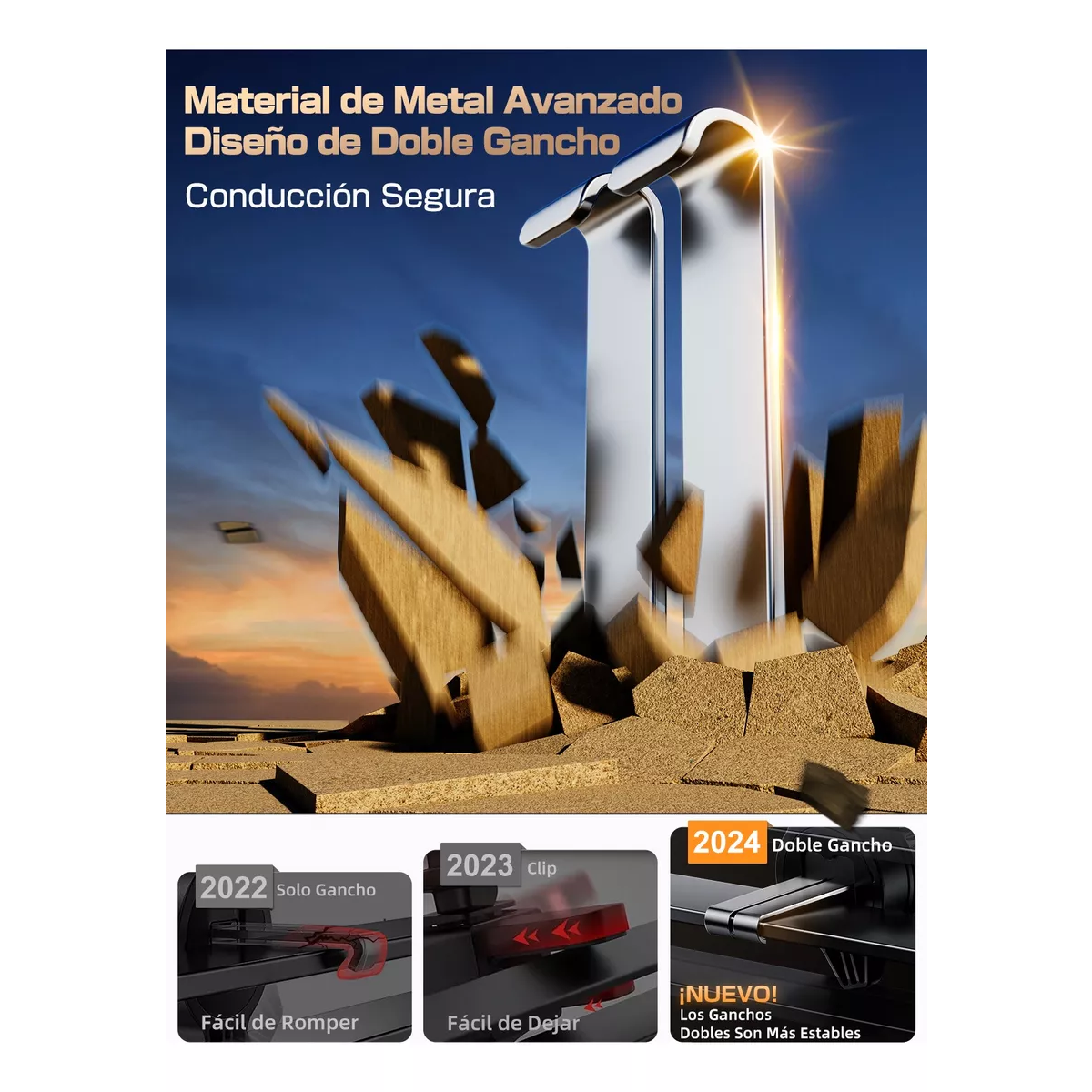 Soporte De Celular Para Auto Con Ganchos Dobles Más Estables.