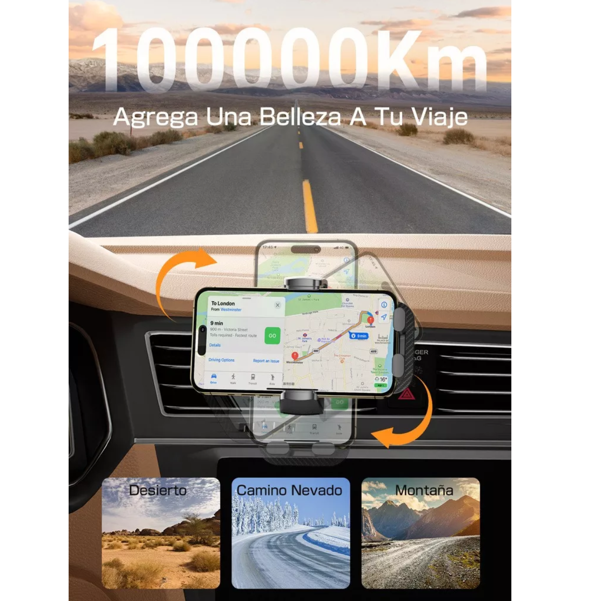 Soporte De Celular Para Auto Con Ganchos Dobles Más Estables.