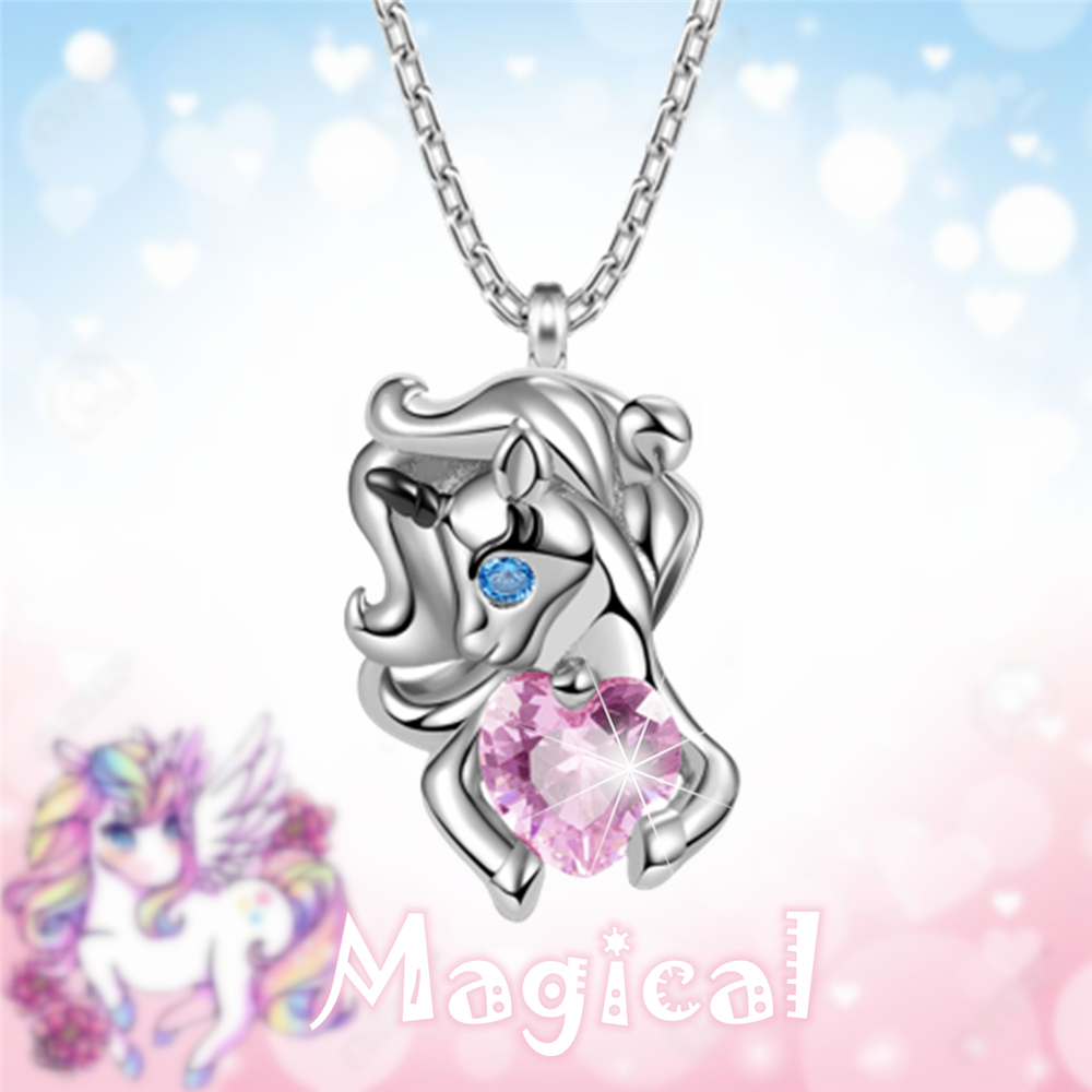 Collar Colgante Animales Cristal Corazón Joyería Regalos Amor Unicornio