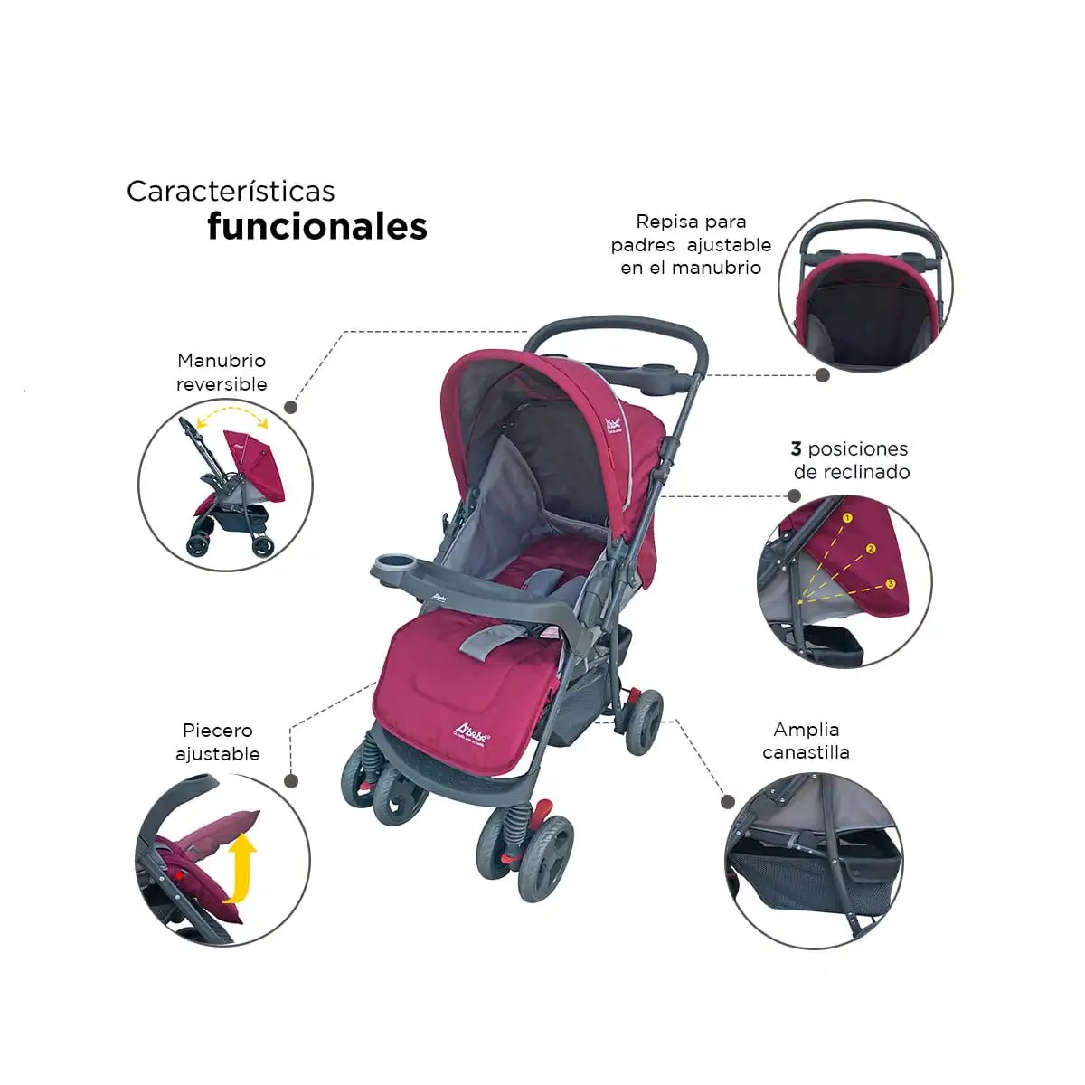 Carriola + Autoasiento D'Bebé Travel System Star Baby Rosa ENDY12