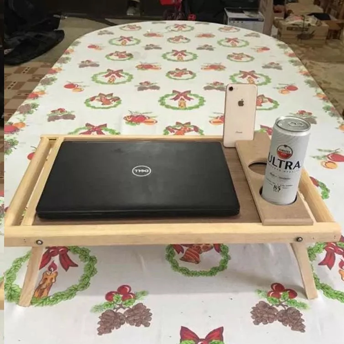Mesa De Servicio Plegable Cama Lap Porta Vaso 