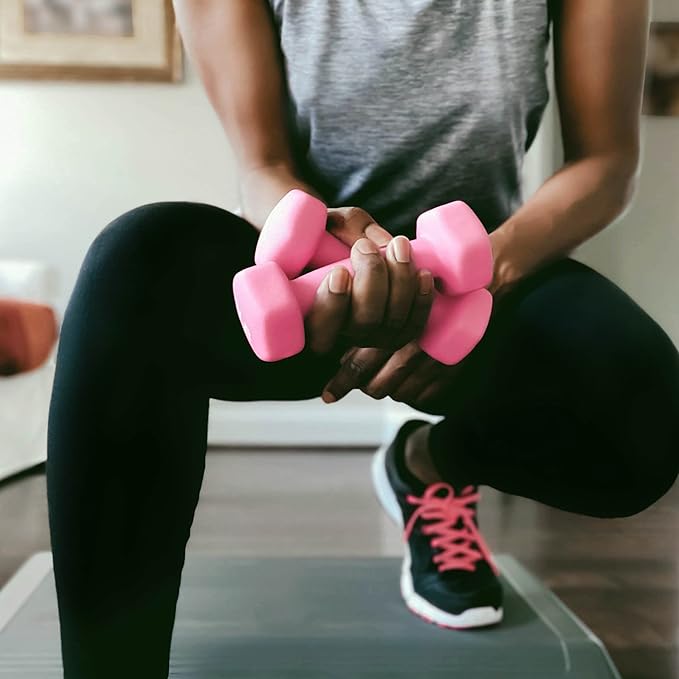 Sportisimo - Set 6 Mancuernas Fitness de Neopreno Hexagonales con Base Incluida, Ideal para Ejercicio en Casa, Entrenamiento y Gimnasio 2, 3, 5 lbs.