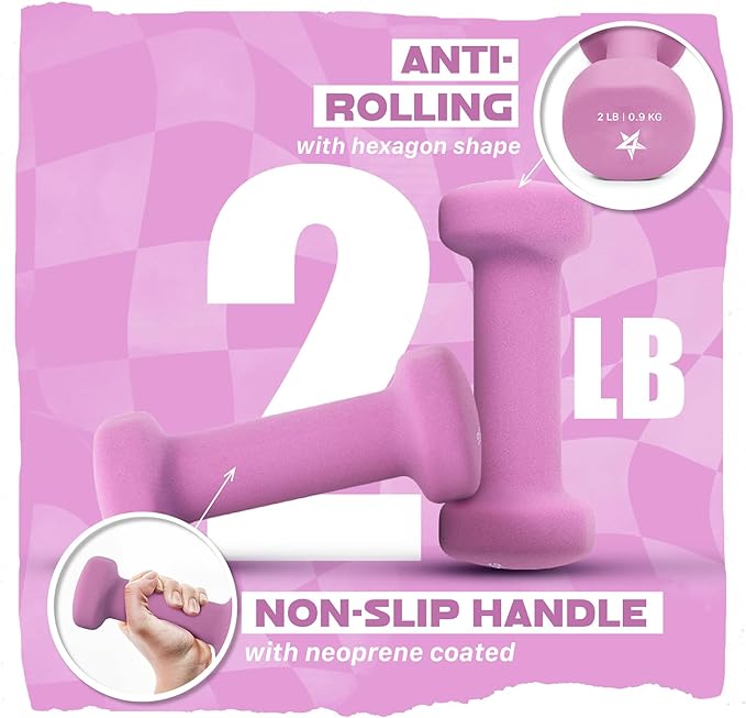 Yes4All Neopreno Recubierto Mancuernas De Mano Juegos De 2 - Múltiples Opciones De Peso Con 15 Colores, Anti-Roll, Antideslizante, Forma Hexagonal.