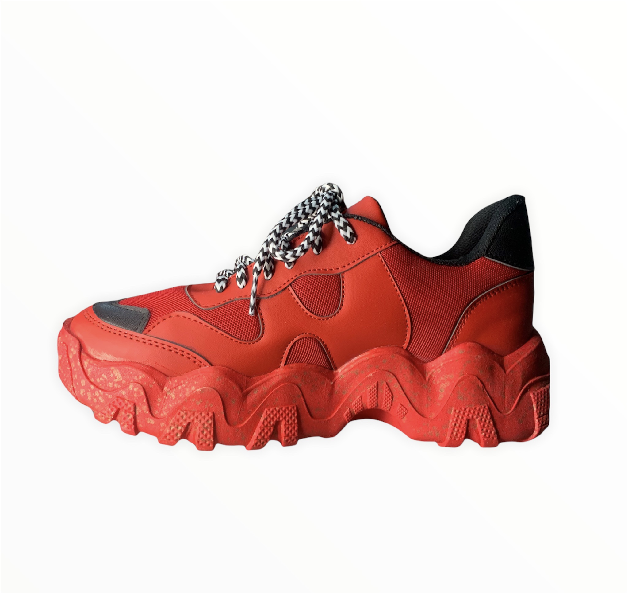 Tenis De Moda Casuales Dama Sneakers Magic Rojos Con Negro.