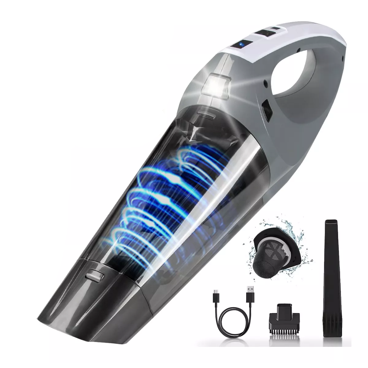 Aspiradora De Autos Inalambrica Mano 9kpa Con Luz Led 3 En 1.