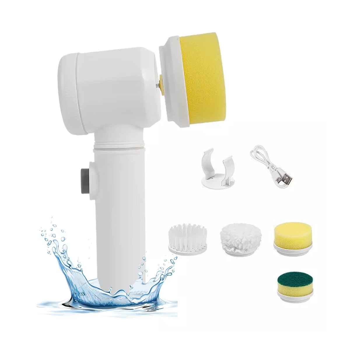 Cepillo Giratorio Eléctrico Con 5 Cabezales Para Cocina Baño.