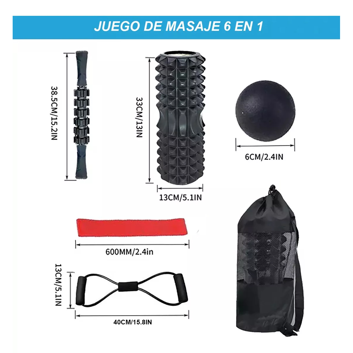 Rodillo Masaje Muscular Foam Rodillo Espuma Yoga Pilates 6 U