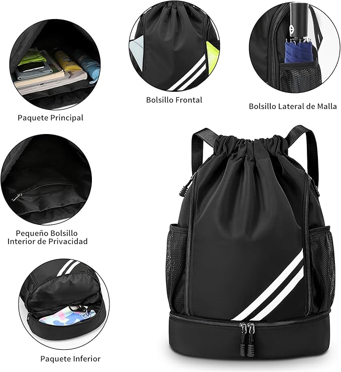 SYCYKA Bolsas de Cuerdas para el Gimnasio, Mochila de Cordón, Bolsas de Cuerdas, Repelente al Agua Bolsa de Natación de Nylon Estudiantes Escuela Mochila Cuerda para el Gimnasio Compras Deporte Yoga.