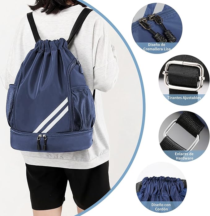SYCYKA Bolsas de Cuerdas para el Gimnasio, Mochila de Cordón, Bolsas de Cuerdas, Repelente al Agua Bolsa de Natación de Nylon Estudiantes Escuela Mochila Cuerda para el Gimnasio Compras Deporte Yoga.