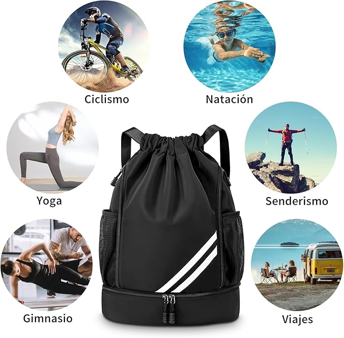 SYCYKA Bolsas de Cuerdas para el Gimnasio, Mochila de Cordón, Bolsas de Cuerdas, Repelente al Agua Bolsa de Natación de Nylon Estudiantes Escuela Mochila Cuerda para el Gimnasio Compras Deporte Yoga.