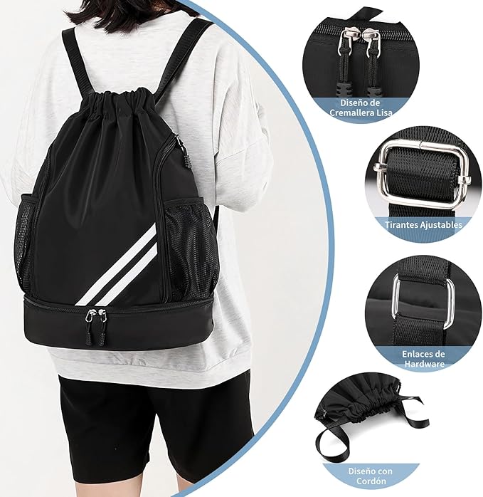 SYCYKA Bolsas de Cuerdas para el Gimnasio, Mochila de Cordón, Bolsas de Cuerdas, Repelente al Agua Bolsa de Natación de Nylon Estudiantes Escuela Mochila Cuerda para el Gimnasio Compras Deporte Yoga.