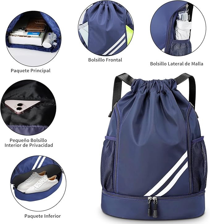 SYCYKA Bolsas de Cuerdas para el Gimnasio, Mochila de Cordón, Bolsas de Cuerdas, Repelente al Agua Bolsa de Natación de Nylon Estudiantes Escuela Mochila Cuerda para el Gimnasio Compras Deporte Yoga.