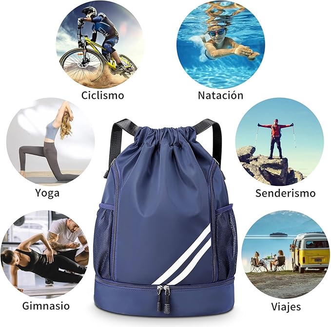 SYCYKA Bolsas de Cuerdas para el Gimnasio, Mochila de Cordón, Bolsas de Cuerdas, Repelente al Agua Bolsa de Natación de Nylon Estudiantes Escuela Mochila Cuerda para el Gimnasio Compras Deporte Yoga.