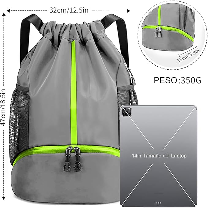 Bolsas de Cuerdas con Cordón, Mochila Deportiva para el Gimnasio, Impermeable Bolsa de Cuerdas Gran Capacidad, Mochila de Cuerdas para Deporte Escolar Senderismo Baloncesto.