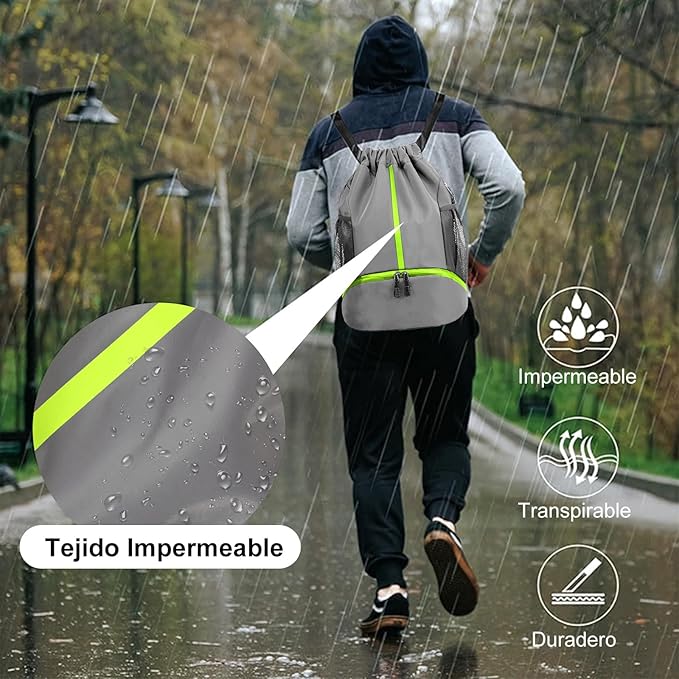 Bolsas de Cuerdas con Cordón, Mochila Deportiva para el Gimnasio, Impermeable Bolsa de Cuerdas Gran Capacidad, Mochila de Cuerdas para Deporte Escolar Senderismo Baloncesto.