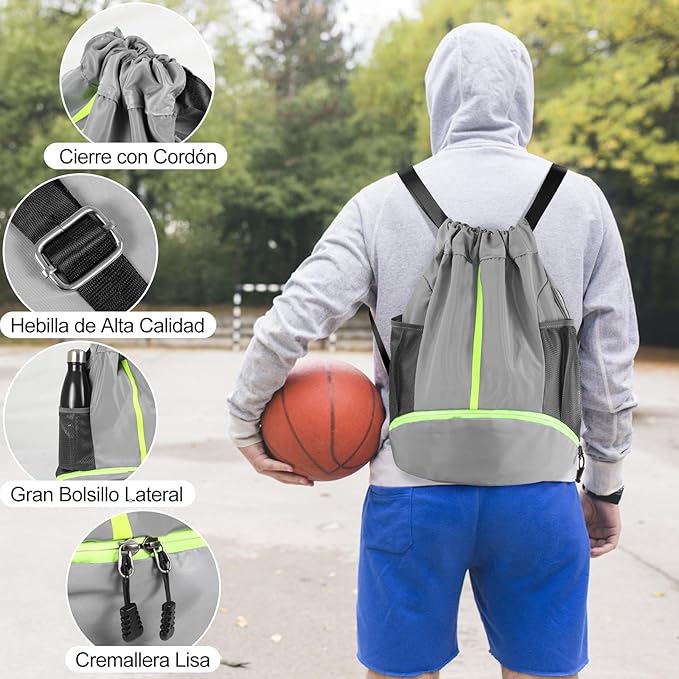 Bolsas de Cuerdas con Cordón, Mochila Deportiva para el Gimnasio, Impermeable Bolsa de Cuerdas Gran Capacidad, Mochila de Cuerdas para Deporte Escolar Senderismo Baloncesto.