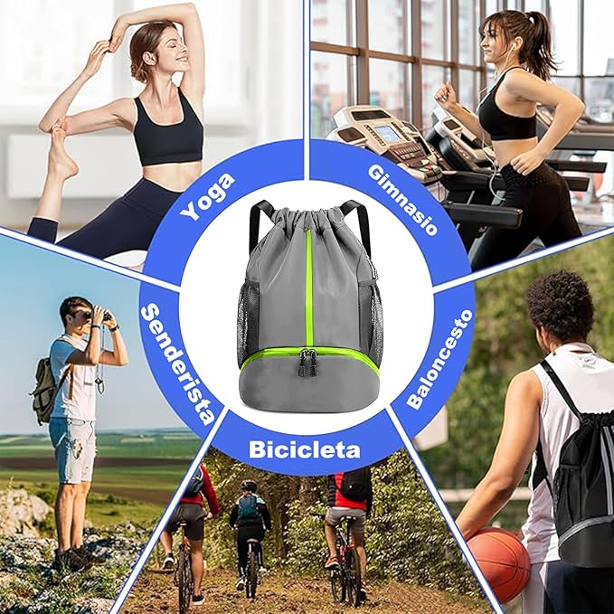 Bolsas de Cuerdas con Cordón, Mochila Deportiva para el Gimnasio, Impermeable Bolsa de Cuerdas Gran Capacidad, Mochila de Cuerdas para Deporte Escolar Senderismo Baloncesto.