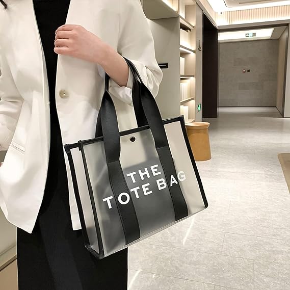 A Bolsa The Tote Bag Grande Mujer,Bolsas Tote de Mujer Transparente 2024,Bolso Grande para Mujer Impermeable, para Shopper, School, Viaje, Oficina.