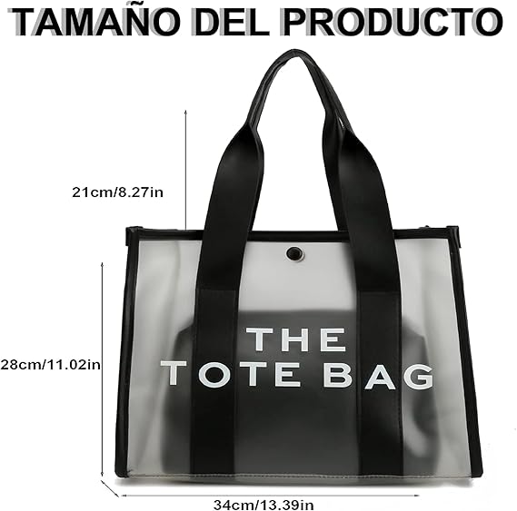 A Bolsa The Tote Bag Grande Mujer,Bolsas Tote de Mujer Transparente 2024,Bolso Grande para Mujer Impermeable, para Shopper, School, Viaje, Oficina.