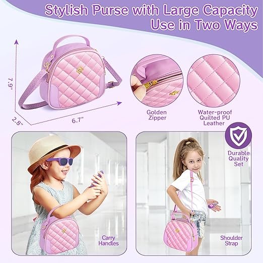 Bolso De Niña Con Accesorios De Maquillaje Y Teléfono | Set De Juego De Rol Para Niñas De 3 A 8 Años | Regalo De Cumpleaños Y Navidad Con Complementos