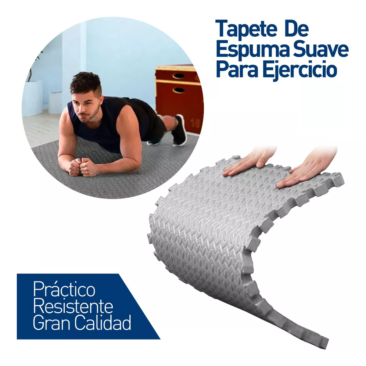 Tapete Foamy Gym Ejercicio Piso Multiuso 20mm 60x60cm 4 Pz Color Gris.