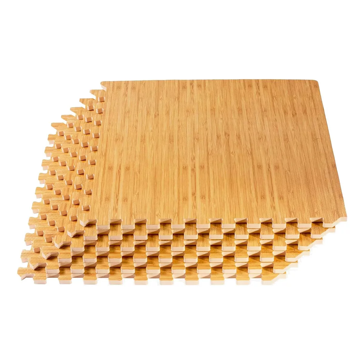 Tapete Foamy Gym Ejercicio Piso Multiuso 12 Mm 60x60cm 4 Pzs Color Madera.