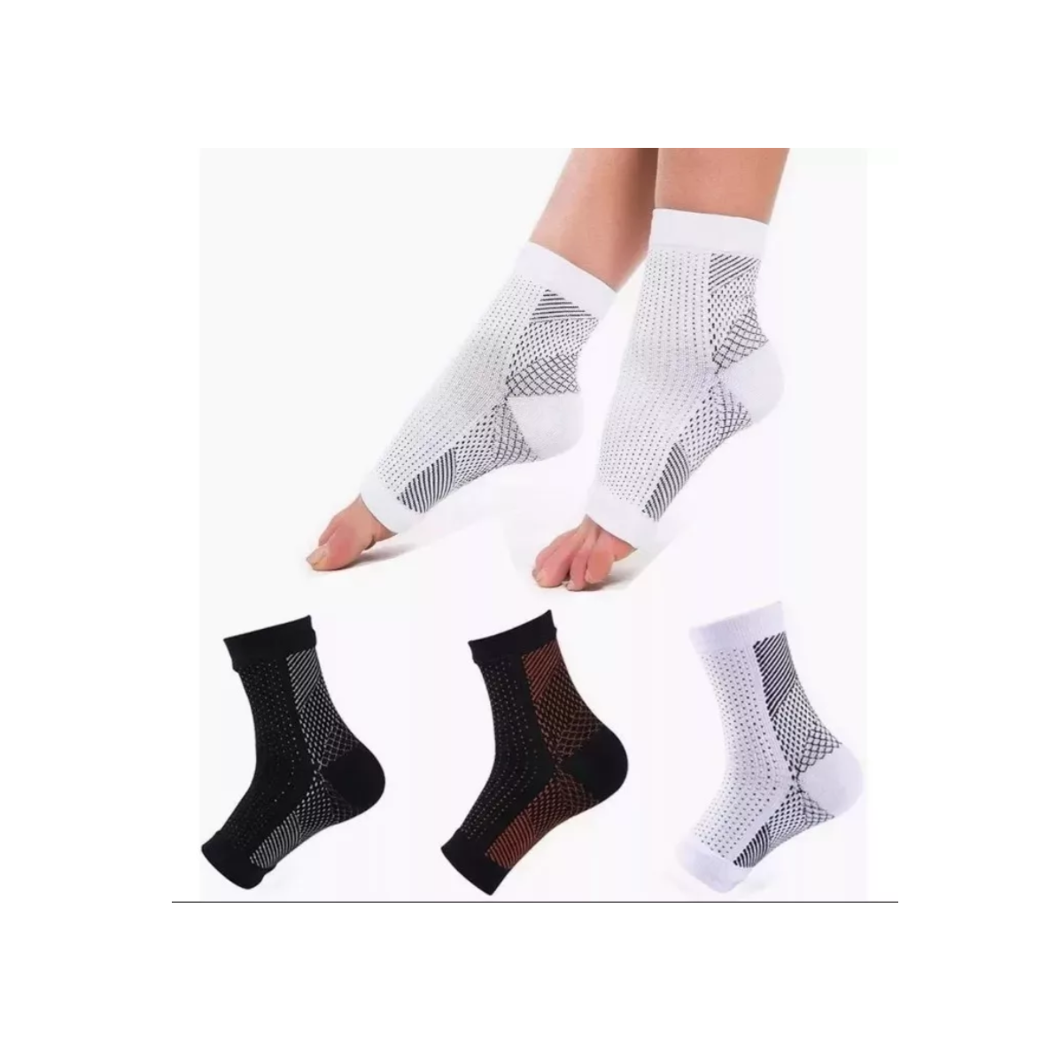 3 Pares Deportivas Calcetines Compresion Fascitis Plantar Talla S/M.