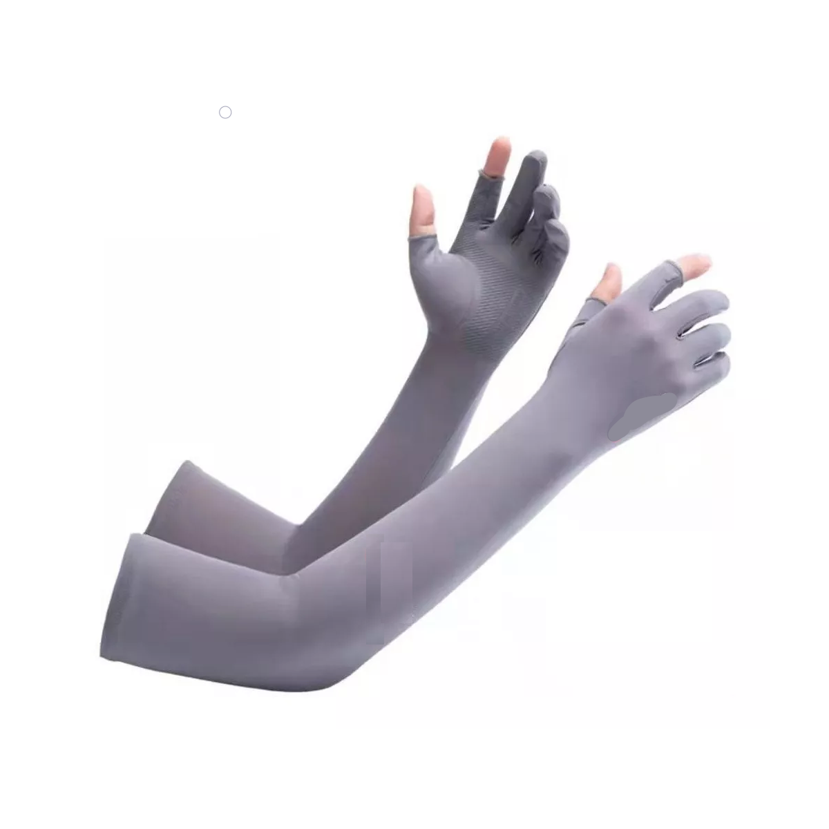 Mangas Protectoras Brazo Uv Para Sol Con Guante Dos Dedos Gris.