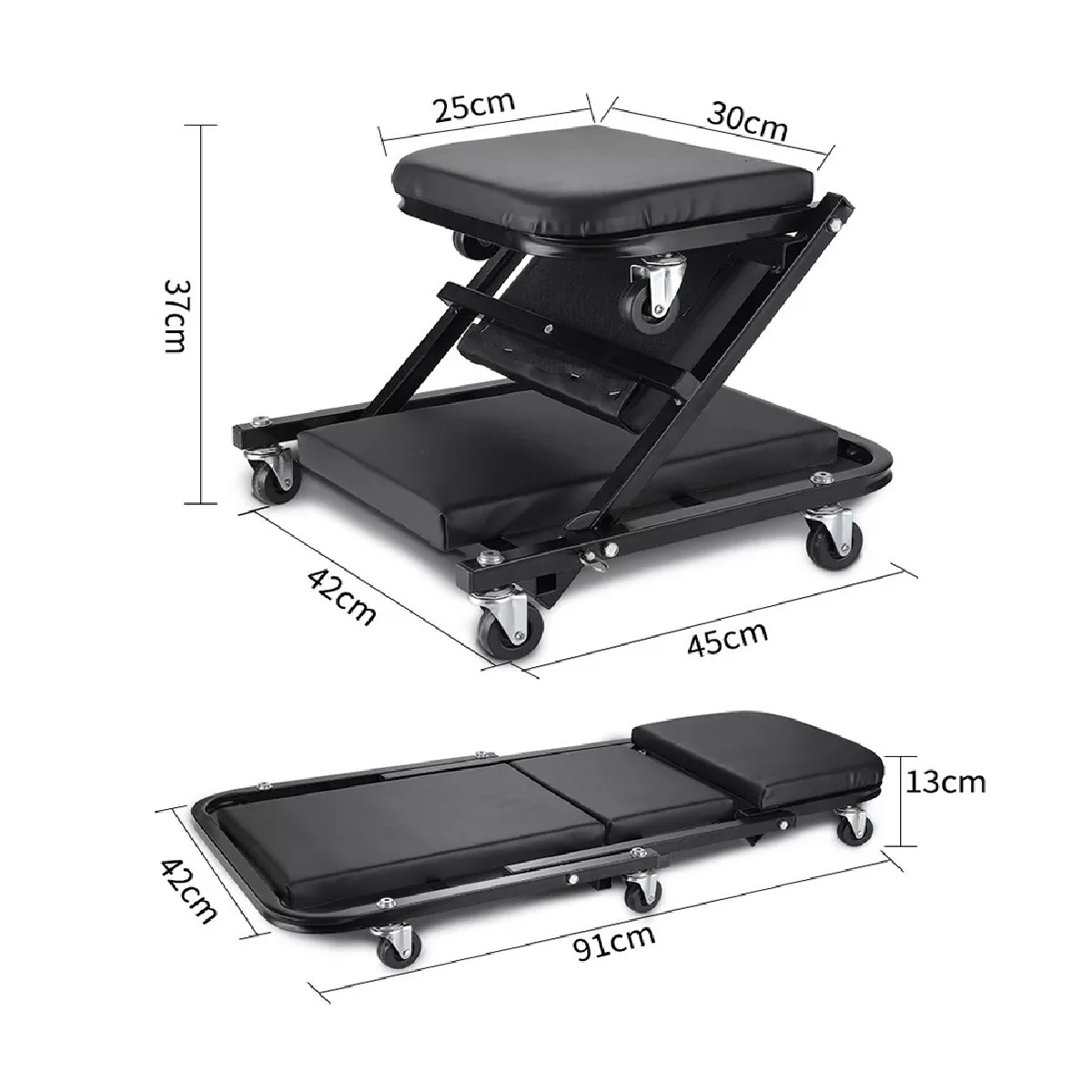 Cama Para Taller Mecanico Plegable 2 En 1 Deslizante 36 PuLG.