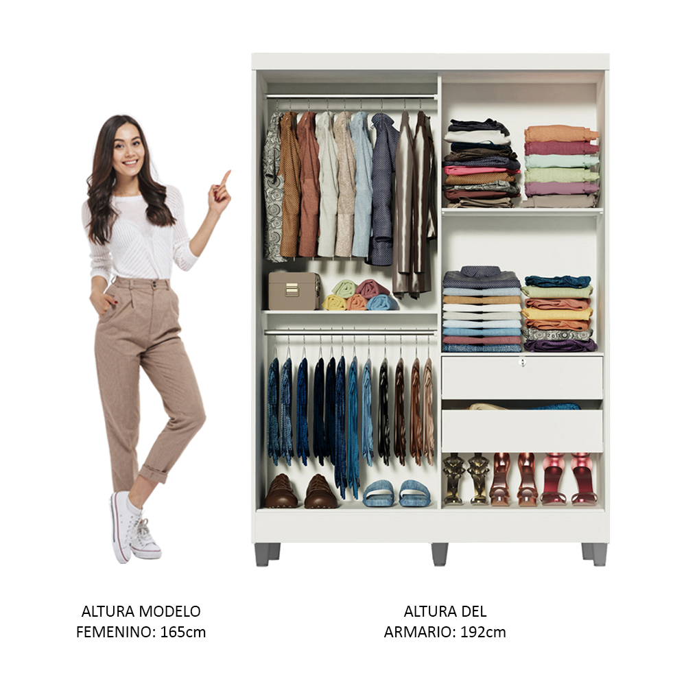 Ropero Closet Luke Madesa 2 Puertas Corredizas con Pies BB.