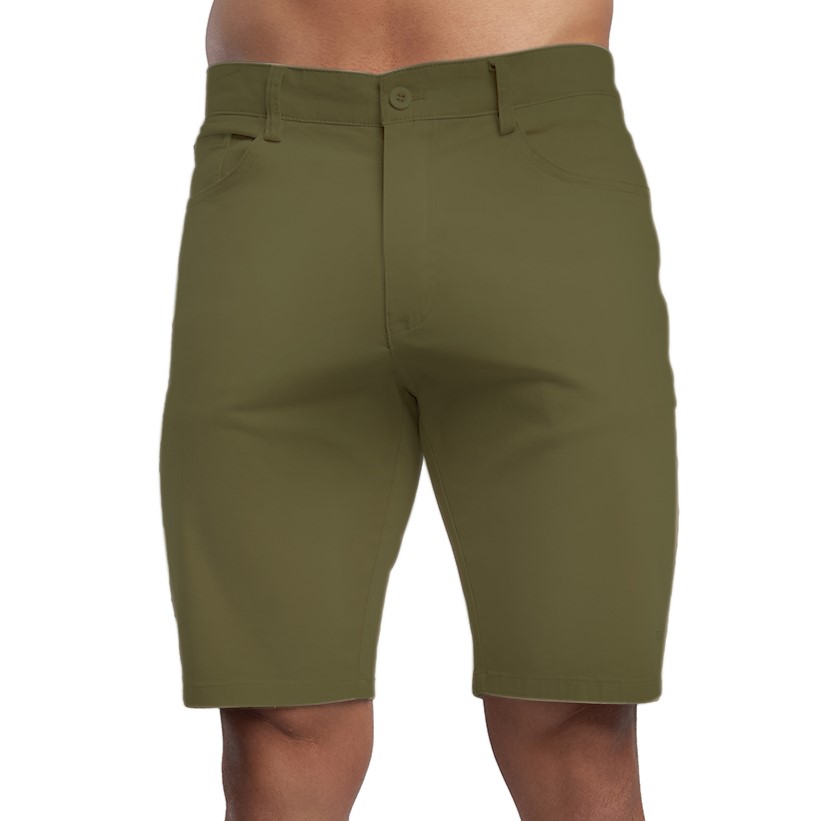 Bermuda De Gabardina Color Verde Militar Para Hombre CHB Chili Beans Clothing Co..