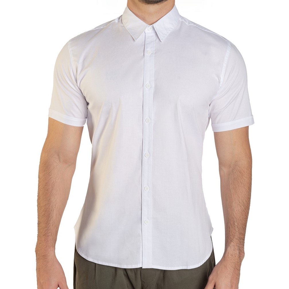 Camisa Manga Corta Stretch Hombre Slim Fit .