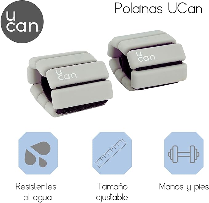 UCAN Pesas para Tobillos y Muñecas | Polainas de Silicon de Medio o Un Kilo (0.5-1.5 kg) para Pilates, Yoga y Fitness | Muñequeras y Tobilleras con Peso | Varios Colores.