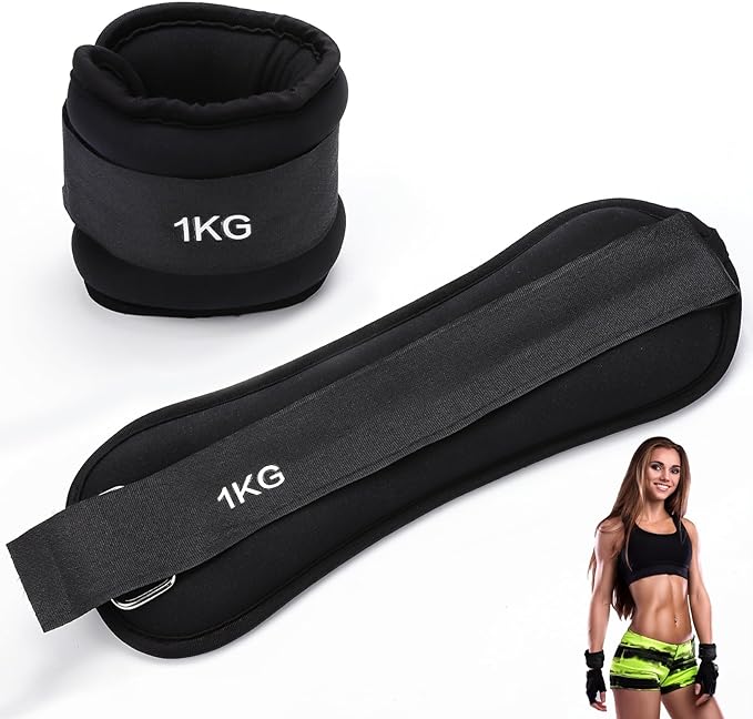 SHANDABULIU Polainas para Tobillo, Pesas para Tobillos, Polainas para Tobillo y Muñecas 1Kg × 2 Pcs, para Mujeres, Hombres, Deporte y Forma Física.