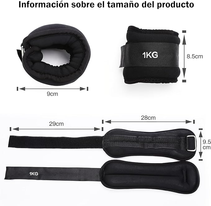 SHANDABULIU Polainas para Tobillo, Pesas para Tobillos, Polainas para Tobillo y Muñecas 1Kg × 2 Pcs, para Mujeres, Hombres, Deporte y Forma Física.