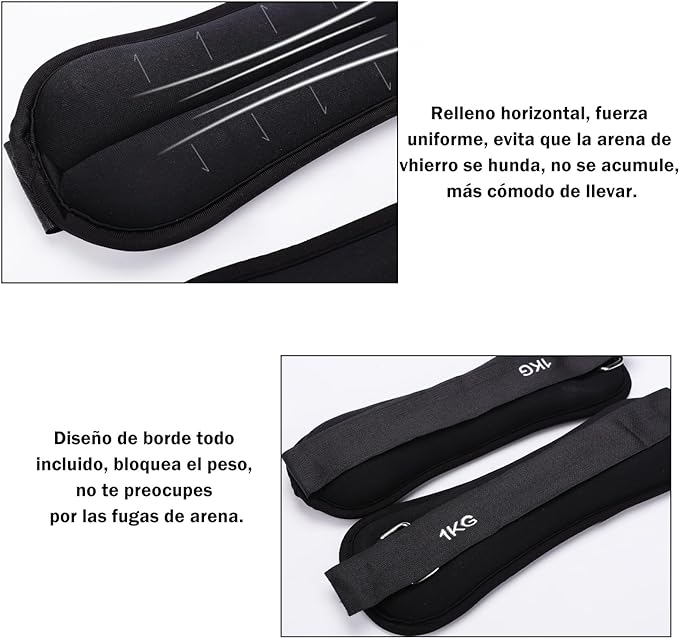 SHANDABULIU Polainas para Tobillo, Pesas para Tobillos, Polainas para Tobillo y Muñecas 1Kg × 2 Pcs, para Mujeres, Hombres, Deporte y Forma Física.