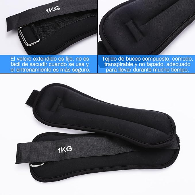 SHANDABULIU Polainas para Tobillo, Pesas para Tobillos, Polainas para Tobillo y Muñecas 1Kg × 2 Pcs, para Mujeres, Hombres, Deporte y Forma Física.