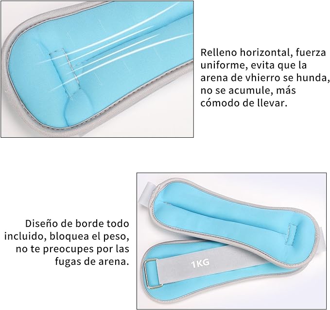 SHANDABULIU Polainas para Tobillo, Pesas para Tobillos, Polainas para Tobillo y Muñecas 1Kg × 2 Pcs, para Mujeres, Hombres, Deporte y Forma Física.