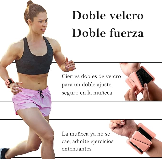 Polainas para Tobillos y Muñecas, muñecas de silicona antideslizantes ajustables, pesas de tobillo/muñeca de 2 lb (1 lb cada una, juego de 2) para pilates, yoga, correr, natación, gimnasio, spinning.