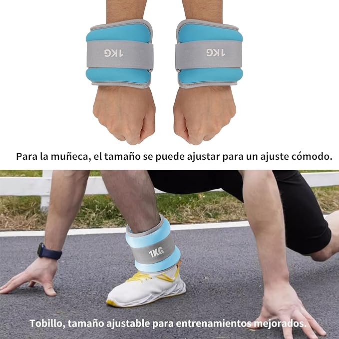 SHANDABULIU Polainas para Tobillo, Pesas para Tobillos, Polainas para Tobillo y Muñecas 1Kg × 2 Pcs, para Mujeres, Hombres, Deporte y Forma Física.