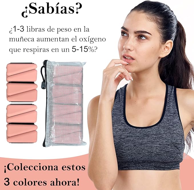 Polainas para Tobillos y Muñecas, muñecas de silicona antideslizantes ajustables, pesas de tobillo/muñeca de 2 lb (1 lb cada una, juego de 2) para pilates, yoga, correr, natación, gimnasio, spinning.